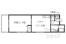 JR東海道・山陽本線 京都駅 徒歩18分の賃貸マンション 1階1LDKの間取り