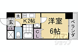 阪急京都本線 西院駅 徒歩4分の賃貸マンション 4階1Kの間取り