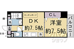 ライオンズマンション四条西洞院 4階1DKの間取り