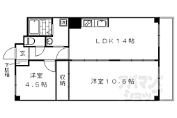 五条ローズハイツA棟 2LDKの間取図画像