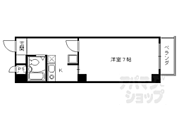 阪急京都本線 西京極駅 徒歩1分の賃貸マンション 2階1Kの間取り