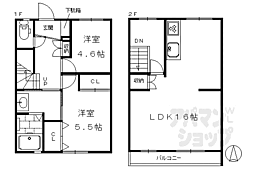 JR東海道・山陽本線 西大路駅 徒歩14分の賃貸マンション 1階2LDKの間取り