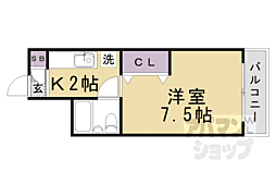 JR山陰本線 嵯峨嵐山駅 徒歩3分の賃貸マンション 4階1Kの間取り