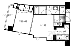 プラネスーペリア四条河原町 5階1LDKの間取り