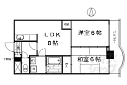 JR山陰本線 丹波口駅 徒歩5分の賃貸マンション 4階2DKの間取り