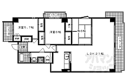 ヴェルドール御所 3LDKの間取図画像
