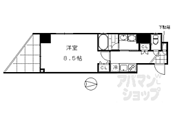 ベラジオ三条朱雀 1Kの間取図画像