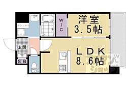 プレサンスTHEKYOTO東福寺EAST 1LDKの間取図画像