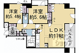 イーグルコート烏丸御池LE・CIEL 2LDKの間取図画像