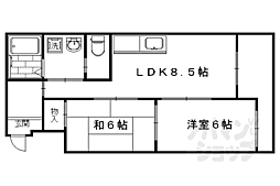 四條グランドハイツA棟 2LDKの間取図画像