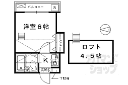 ベルメゾン京都 1Kの間取図画像