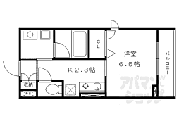シャーメゾンろくはら 1Kの間取図画像