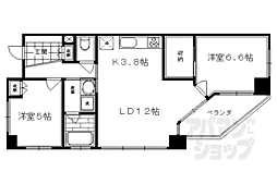 ローレルコート寺町御池 2LDKの間取図画像