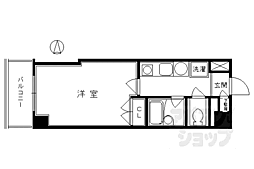 パインフィールド壬生 1Kの間取図画像