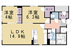 京都市下京区芦刈山町マンション 2LDKの間取図画像