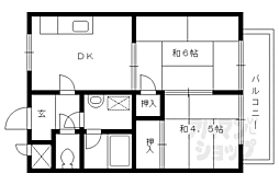 阪急京都本線 桂駅 徒歩24分の賃貸マンション 2階2DKの間取り