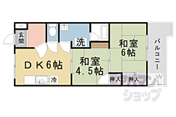 阪急京都本線 桂駅 徒歩24分の賃貸マンション 3階2DKの間取り
