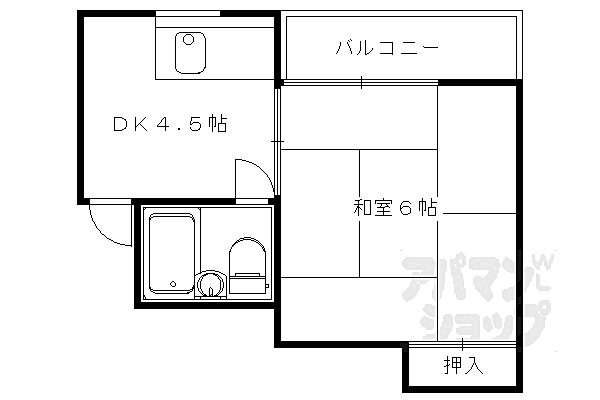 ハイツきく 101｜京都府京都市右京区太秦辻ケ本町(賃貸アパート1DK・1階・22.68㎡)の写真 その2