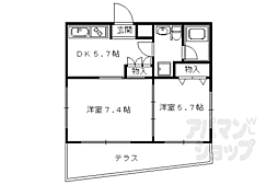 アントレー嵯峨野 1階2DKの間取り