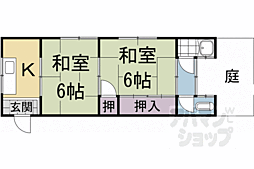 阪急京都本線 桂駅 徒歩15分の賃貸アパート 1階2Kの間取り