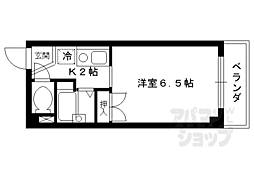 レジデンスオザック 4階1Kの間取り
