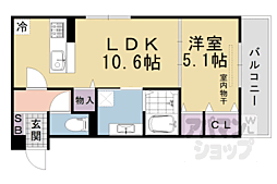 阪急京都本線 桂駅 徒歩13分の賃貸アパート 2階1LDKの間取り