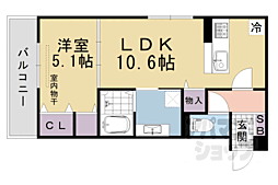 阪急京都本線 桂駅 徒歩13分の賃貸アパート 1階1LDKの間取り