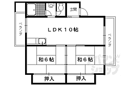 阪急京都本線 桂駅 徒歩2分の賃貸マンション 1階2LDKの間取り