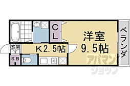 阪急嵐山線 上桂駅 徒歩3分の賃貸マンション 1階1Kの間取り