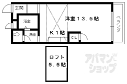 阪急京都本線 桂駅 徒歩20分の賃貸マンション 3階ワンルームの間取り
