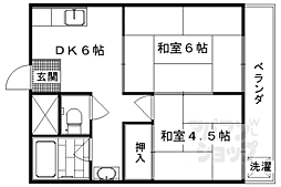 ハイツ小倉山 1階2DKの間取り