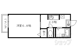 プリンスハイツ太秦 1階1Kの間取り