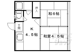 楠荘東棟 2DKの間取図画像