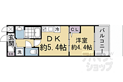 ベラジオワールドアイ京都円町 1DKの間取図画像