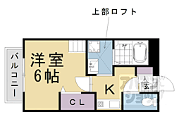 阪急京都本線 桂駅 徒歩5分の賃貸アパート 2階1Kの間取り