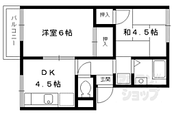 阪急京都本線 桂駅 徒歩10分の賃貸アパート 1階2DKの間取り