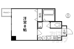 京都市営烏丸線 四条駅 徒歩4分の賃貸マンション 5階1Kの間取り
