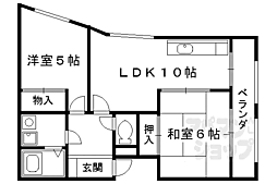 サンホーハイツ 3階2LDKの間取り