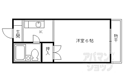 鳴滝ハウス 2階1Kの間取り