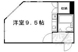京福電気鉄道北野線 北野白梅町駅 徒歩6分の賃貸マンション 2階ワンルームの間取り