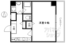 京都市営烏丸線 四条駅 徒歩4分の賃貸マンション 2階1Kの間取り