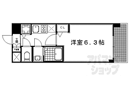 京都市営烏丸線 五条駅 徒歩7分の賃貸マンション 4階1Kの間取り