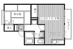 阪急京都本線 桂駅 徒歩12分の賃貸アパート 2階1LDKの間取り