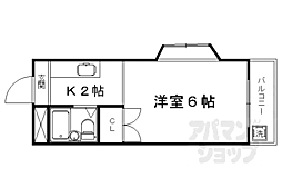 メゾン・ド・ヴィルこがね 2階1Kの間取り