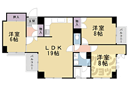 京都地下鉄東西線 京都市役所前駅 徒歩8分の賃貸マンション 4階3LDKの間取り