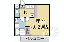 フラッティ西京極 2階1Kの間取り
