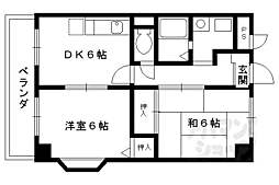 阪急京都本線 桂駅 徒歩13分の賃貸マンション 3階2DKの間取り