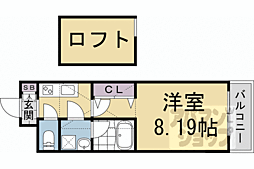 円町レジデンスI 302 3階1Kの間取り