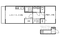 アルカサール西高田 2階1LDKの間取り