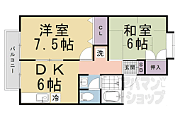 阪急嵐山線 上桂駅 徒歩15分の賃貸アパート 2階2DKの間取り